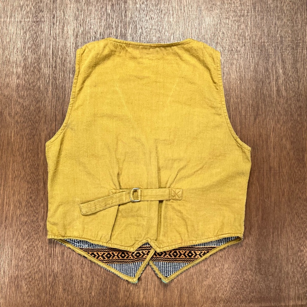 Jane Ashley Vintage Southwestern Woven Vest Cotton Applique Mustard - Picture 8 of 10